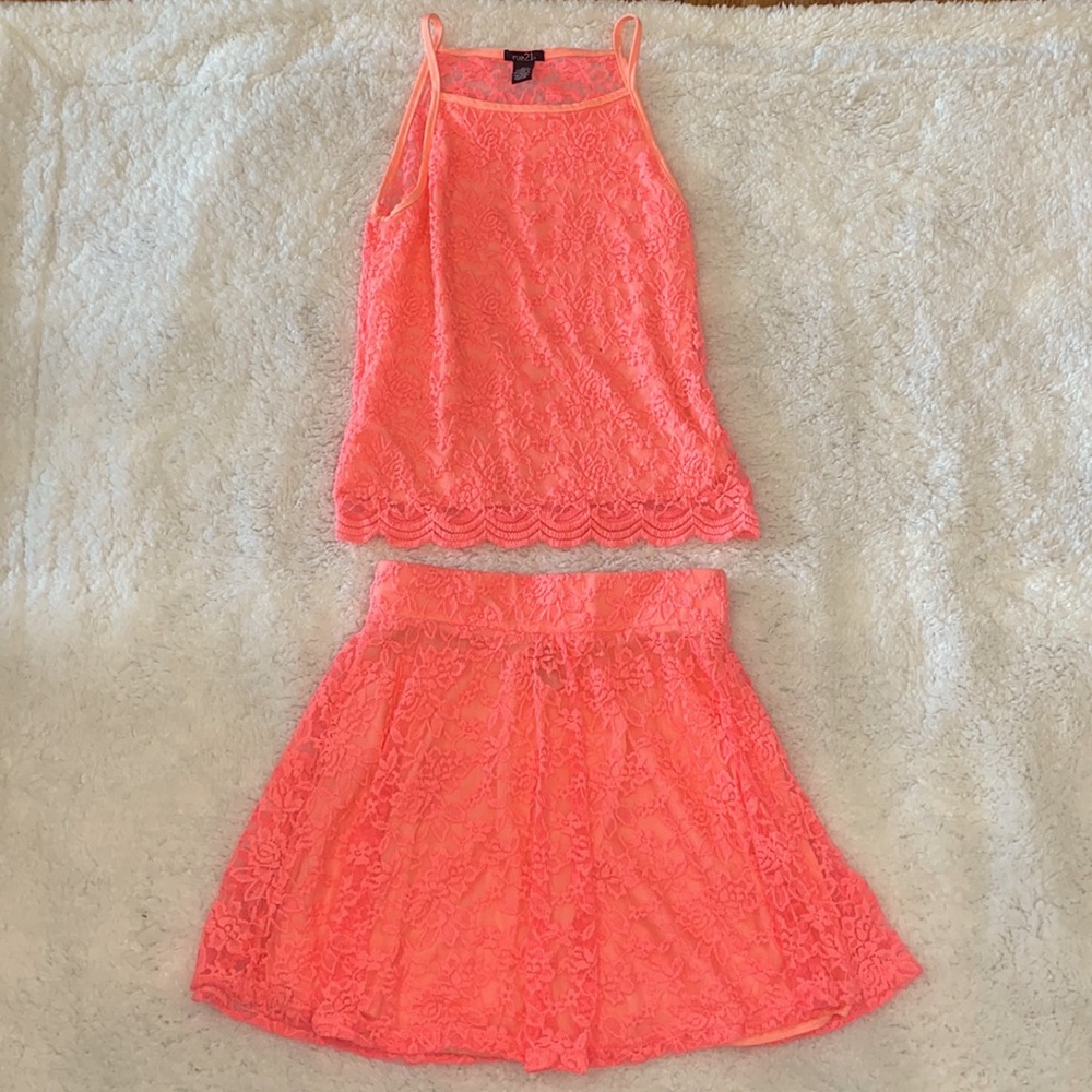 M Neon Pink Rue 21 Tank & Skirt Set